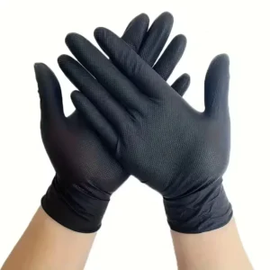 SS 100pcs Nitrile Disposable Gloves 8Mil Heavy Duty Industrial Raised Diamond Texture Gloves Latex Free Safety Work Car Washers