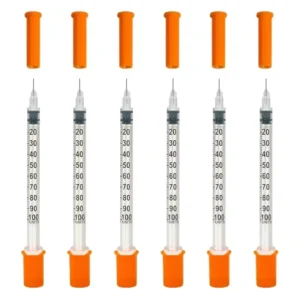 Safety Disposable U-100 0.3ml 0.5ml 1ml case Plastic Insulin Syringe Injection Needle 31g 32g Veterinary Syringe