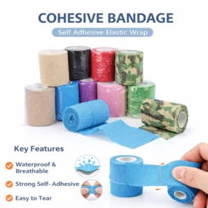Self Adhesive Cohesive Bandage Elastic Wrap for Wrist Ankle Sports Injury Support