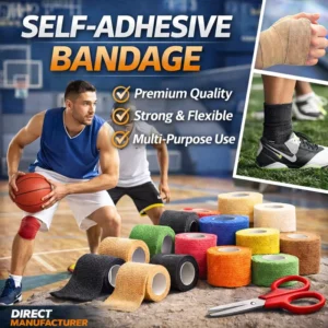 Self Adhesive Cohesive Wrap Bandage Elastic Compression Tape for Muscle Joint Support First Aid Care