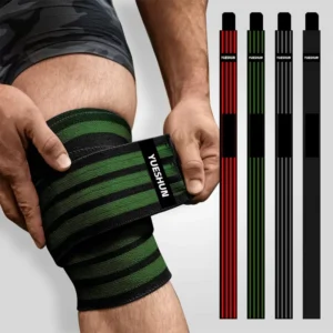 Self Adhesive Elastic Polyester Knee Wraps Compression Fitness Power Bandage Gym Sports Protective Knee Straps for Weightlifting