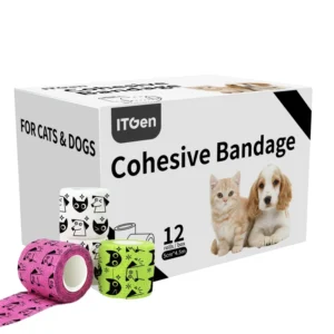 Self Adhesive Pet Elastic Cohesive Bandage Waterproof Breathable Animal Wound Dressing Wrap for Pets