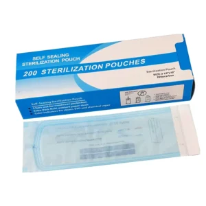 Self Sealing Sterilization Pouch Bag Clear Blue for Nail Tools 10×3.5in