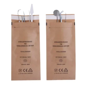 Self Sealing Sterilizer Pouches for Nail Tool Dry Heat Nail Tools Kraft Paper Cleaning Bags for Dentist Tools Nail 100mm X 200mm
