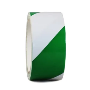 Self adhesive Green White Striped PVC Vinyl Reflective Warning Tape Concrete Floor Aisle Caution Hazard Safety Marking Tape Roll