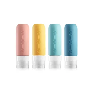 Silicone Travel Size Bottles 3oz Cosmetic Travel Container BPA Free Sqeeze Lotion Refillable 4 in 1 Travel Sub Bottle Set