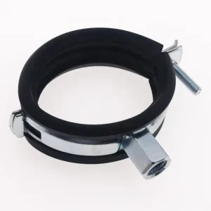 Single Rotating M8 Pipe Clamp with Rubber and Blue Plastic Clip 220mm Galvanized Fitting Natural Gas Pipe Hanger