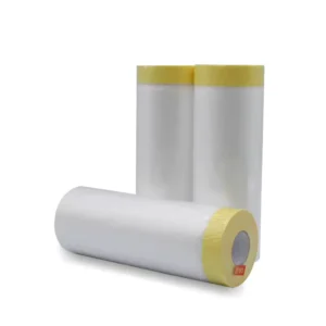 Single Sided Acrylic Adhesive Pre Taped Masking Film High Temperature Paper Tape