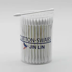 Skin Friendly Cotton Swabs 100 Pieces Eco Paper Stick Single Pointed and Round Ends Durable Round Cup for Home and Travel