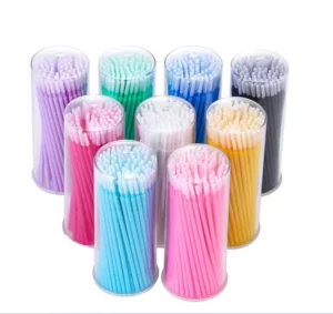 Small Size 100Pcs Disposable Long Cotton Swab Bottle Eyelash Grafting Tattoo Cleaning Swabs Perm Eyelash Planting Washing Sticks