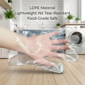 Soft & Flexible Thick LDPE Waterproof Gloves Disposable and Economical 100 Pcs Per Bag for Home Cleaning Use