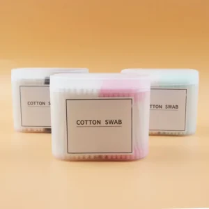 Soft Waterproof Multifunctional Mixed Color Square Shape Cotton Swabs Bamboo Wood Paper Sticks for Makeup Removing