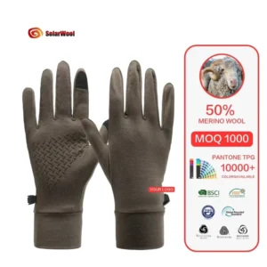 Solarwool Factory OEM Custom Work Grip Rubber Palm Merino Wool Gloves