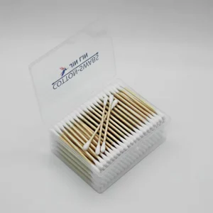Square Bamboo Stick Care Cotton Swabs Eco Friendly Plastic Box Packaged