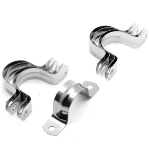 Stainless Steel Conduit Clamps Two Hole Strap U Bracket Rigid Pipe Strap Metal U Clamp Conduit Strap Tension Clips U tube Clamp