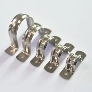 Stainless Steel Double Ear U Shaped Saddle Clamp Polished Model 201 Metric for Pipe and Conduit