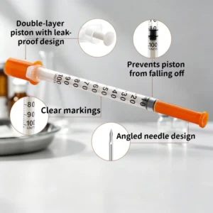 Sterile 1ml 0.5ml Blister Packing Insulin Syringe Pen Reusable Veterinary Diabetes Insulin Syringe with Sterile Interior