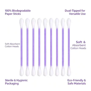 Sterile Cleaning Safety 500pcs Cotton Swabs Paper Stick Cotton Bud with Suction Card Package