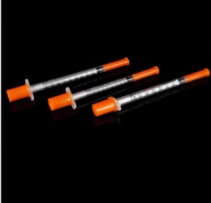 Sterile Disposable Safety Insulin Syringes 0.5ml 31G/32G 1ml Plastic Painless Needle Luer Slip Tip Orange Veterinary