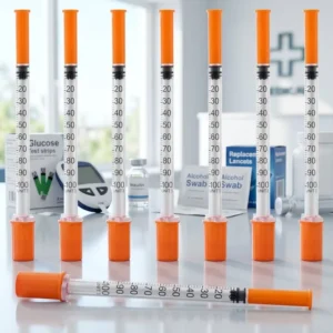 Sterile Fine Needle Syringe 0.3ml 0.5ml 1ml with Orange Cap Disposable Syringe for Clinic Supply OEM Pack Kit Bulk