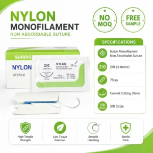 Sterile Nylon Monofilament Non Absorbable Surgical Suture with Needle for Medical Use