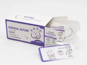 Sterile Reverse Cutting Needle Suture XY POY06 PGA Braided Absorbable 19mm 75cm for Pet Hospital Medical Supplies