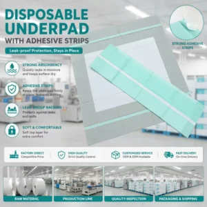 Sticky Backing Medical With Adhesive Backed Bed Pads Stay in Place Underpads Disposable Bed Pads With Adhesive Strips