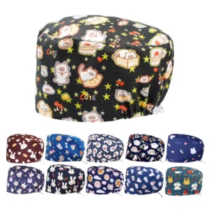 Stock Nursing Surgical Caps Customize Colors Breathable Thick Cotton Dentist Hat Long Hair Hospital Scrub Cap
