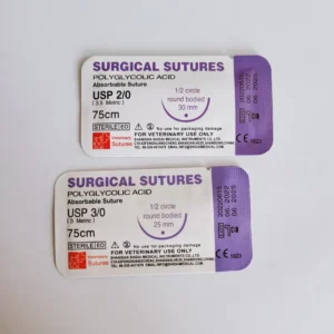 Surgery Use Surgical Instruments Sterile Absorbable Polyglycolic Acid PGA Sutures and Needles for Veterinary