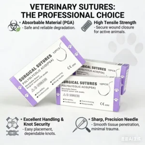 Sutures With Needle 75cm Factory Price Disposable Surgical Practice Sterile Absorbable Pga Suture
