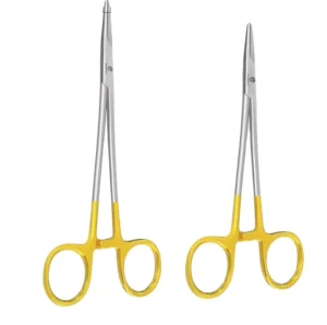TC Mayo Hegar Needle Suture Holder Driver Reusable Tungsten Carbide Inserts Gold Rings Cutting Capabilities Dog