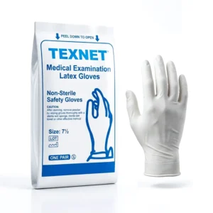TEXNET Medical Examination Latex Gloves Non Sterile Safety Gloves Available in Different Sizes and Colors