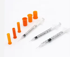 TICARE Disposable 40-U Insulin Syringe 1ml 31G Orange Cap Needle Class II Medical Device BSMI Certified EO Gas Sterile PE Bag