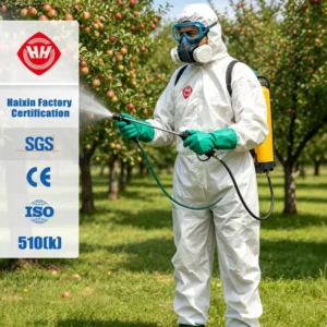 TYPE 5 6 Medical Coverall Stock PPE Disposable Microporous Chemical Suites Protective Suit Manufacturer