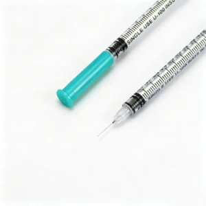 Teal Disposable Medical Sterile Insulin Syringe Stainless Steel PP Material 0.5ml 1ml Custom CE Certified