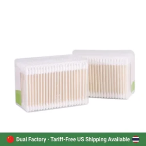 Thailand Factory 300pcs Cotton Bud Paper Stick Cotton Swab with Square Box