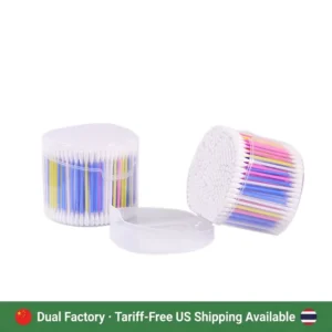 Thailand Factory Cotton Swab 300 Pieces Mixed Color Cotton Bud with Renovated Half Round Box