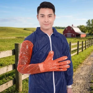 Thick LDPE 90cm Shoulder Length Vet Gloves Elastic Wrist for Livestock Obstetric Examination Exploration Gloves