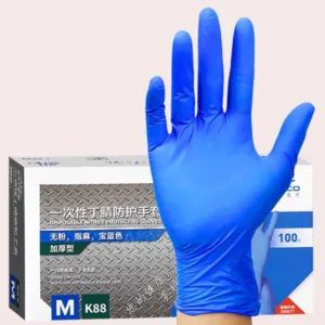Thickened 4.6g Disposable Blue Nitrile Gloves Food Grade Safety Touch Screen Waterproof Anti Slip Powder Free
