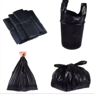 Thickened Black Office Vest Plastic Bag Portable Garbage Classification Storage with Heat Seal Eco Friendly Embossed Surface