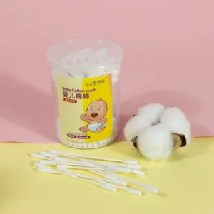 Thin Paper Stick Double Spiral Heads Baby Cotton Swabs for Baby Care