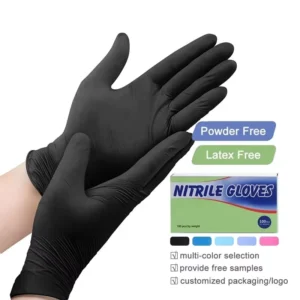 Titanfiine 4Mil Disposable Anti Chemical Anti Slip Touchscreen Nitrile Gloves Black Size Xl