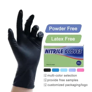 Titanfine 100pcs Disposable Nitrile Gloves Stock Fingertip Textured Nitrile Gloves for Cooking Food Safe