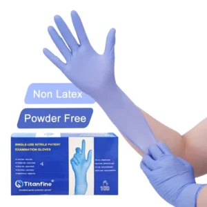 Titanfine 3 Mil Disposable Powder free Nitrile Gloves 9 Inch 100 Pcs Box CE EN455 Certified Medical Guantes