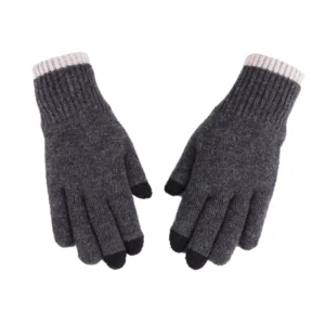 Touchscreen Compatible Thermal 100% Pure Wool Wrist length Gloves for Men Women Autumn Winter Knitted Thickened Warm Driving