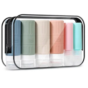 Travel Set 16 Pieces Silicone 100 ml Refillable Bottles BPA Free Shampoo Lotion Shower Gel Airplane Liquid Kit Travel