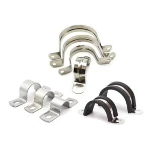 Two Hole Durable Pipe Clip Holder Fastener 304 Stainless Steel U Type Saddle Clamp with Inch Measurement