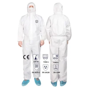 Type 5 6 Medical Safety Clothing Manufacturers Full Body Chemical Lab Surgical Virus Disposable Protective Clothing