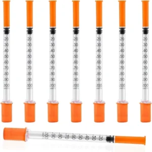 U-100 1ml Syringe with Needle 31G 1/4″ 6mm 1cc Syringes Disposable Individual Package Pack of 1000 Made in China