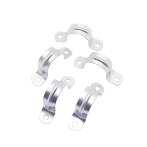 U Shape Galvanized Steel Anti Corrosion Pipe Clamp Pre Saddle Clamps Two Hole Duct Corner Ventilation Accessories Hospital Gym